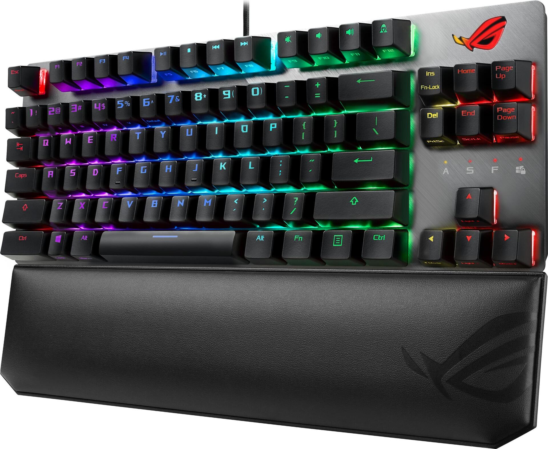 Купить ASUS ROG Strix Scope TKL Deluxe - Tastatur - Hintergrundbeleuchtung - USB - Deutsch - Tastenschalter: CHERRY MX Brown - Grau, Schwarz (90MP00N7-BKDA00) в магазине wardena.ru
