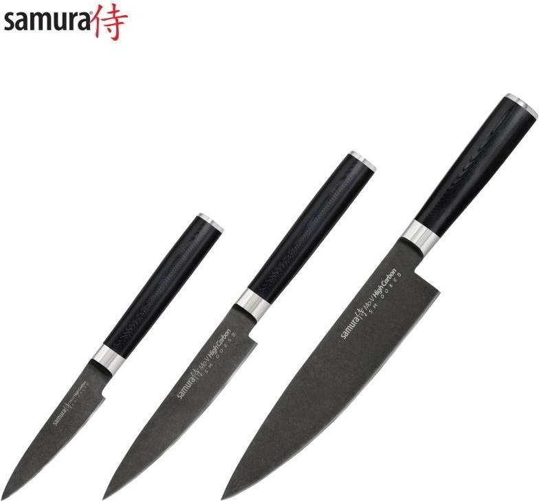 Купить Samura MO-V Stonewash Set 3x Universalmesser (Chefs, Universal, Paring) aus AUS 8 japanischem Stahl 59 HRC (SM-0220B) в магазине wardena.ru
