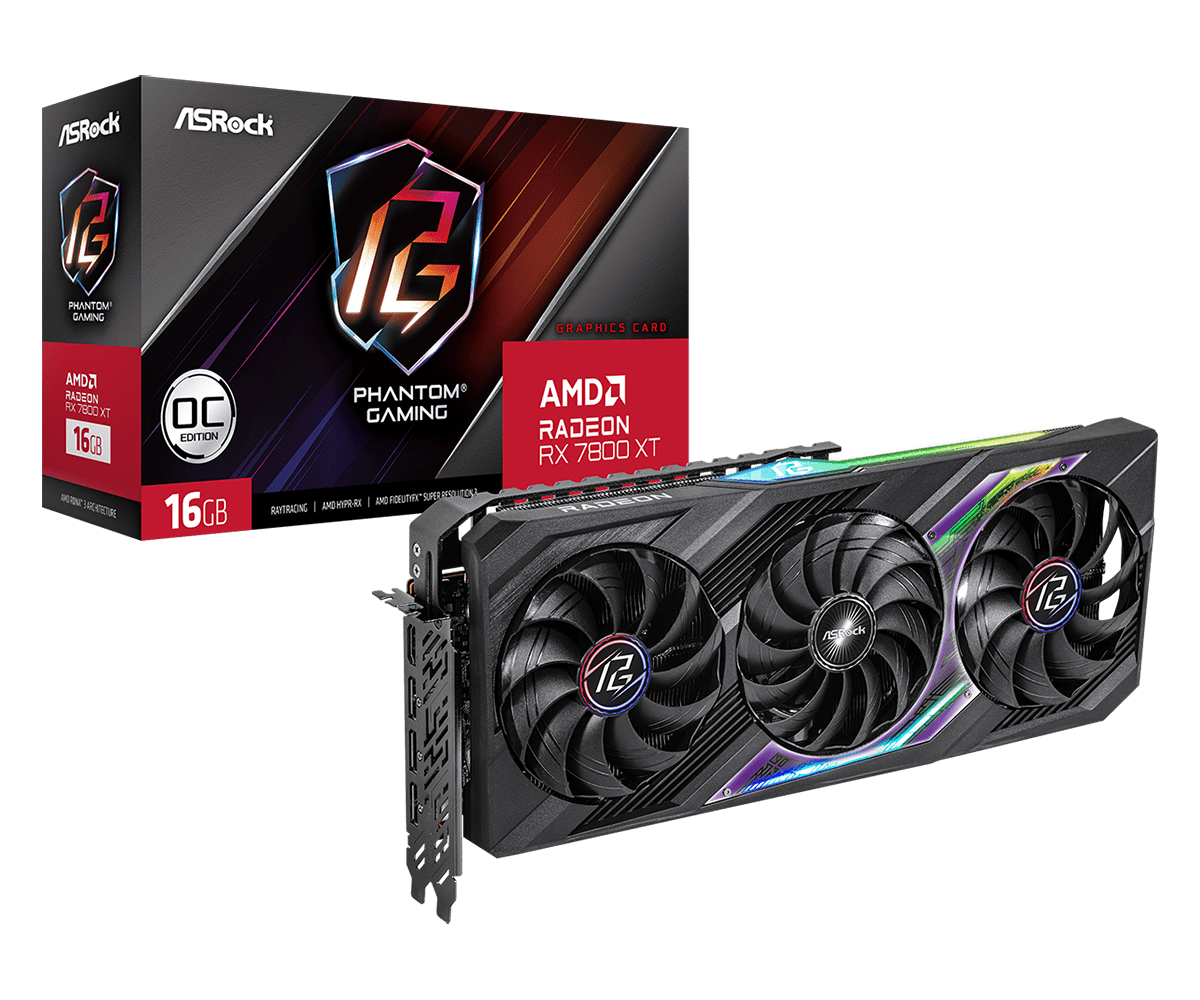 Купить Asrock RX 7800XT PHANTOM GAMING 16GO DDR6 256bit (90-GA4MZZ-00UANF) в магазине wardena.ru
