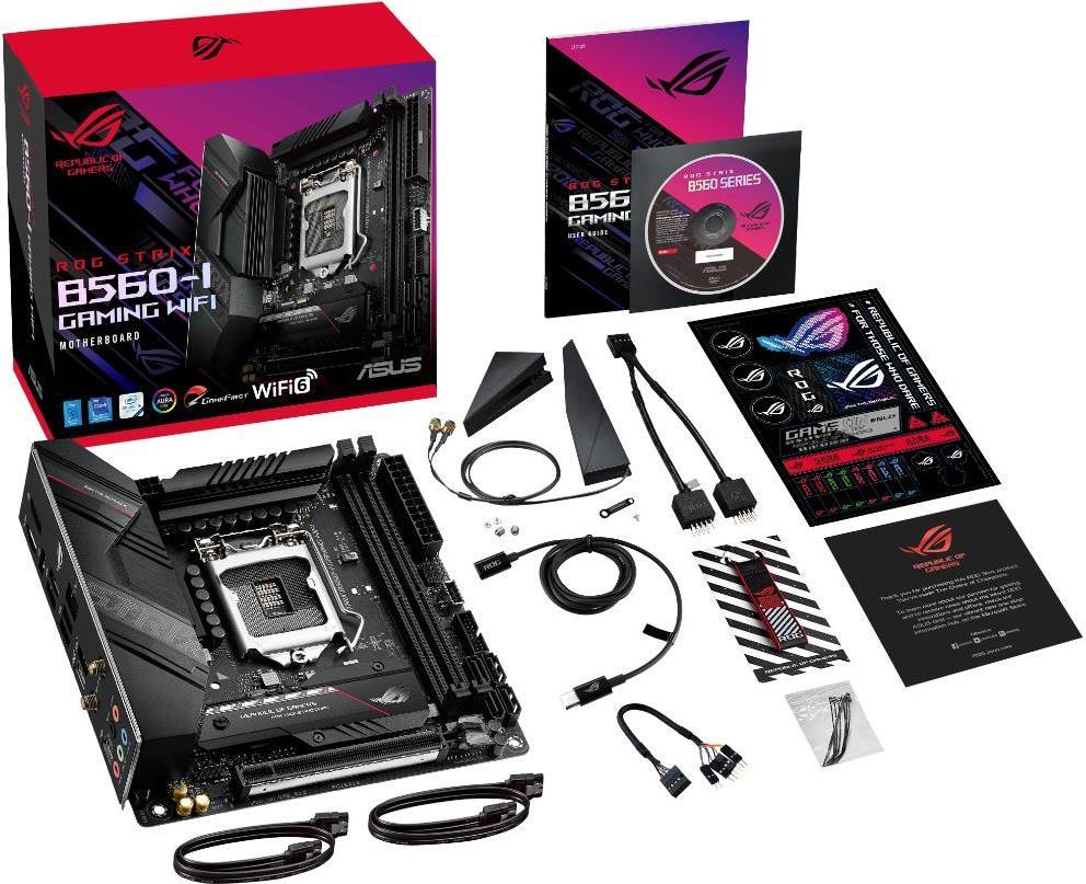 Купить ASUS ROG STRIX B560-I GAMING WIFI - Motherboard - Mini-ITX - LGA1200-Sockel - B560 - USB-C Gen2, USB 3.2 Gen 1, USB 3.2 Gen 2, USB-C Gen 2x2 - 2.5 Gigabit LAN, Wi-Fi - Onboard-Grafik (CPU erforderlich) - HD Audio (8-Kana (90MB16Y0-M0EAY0) в магазине wardena.ru