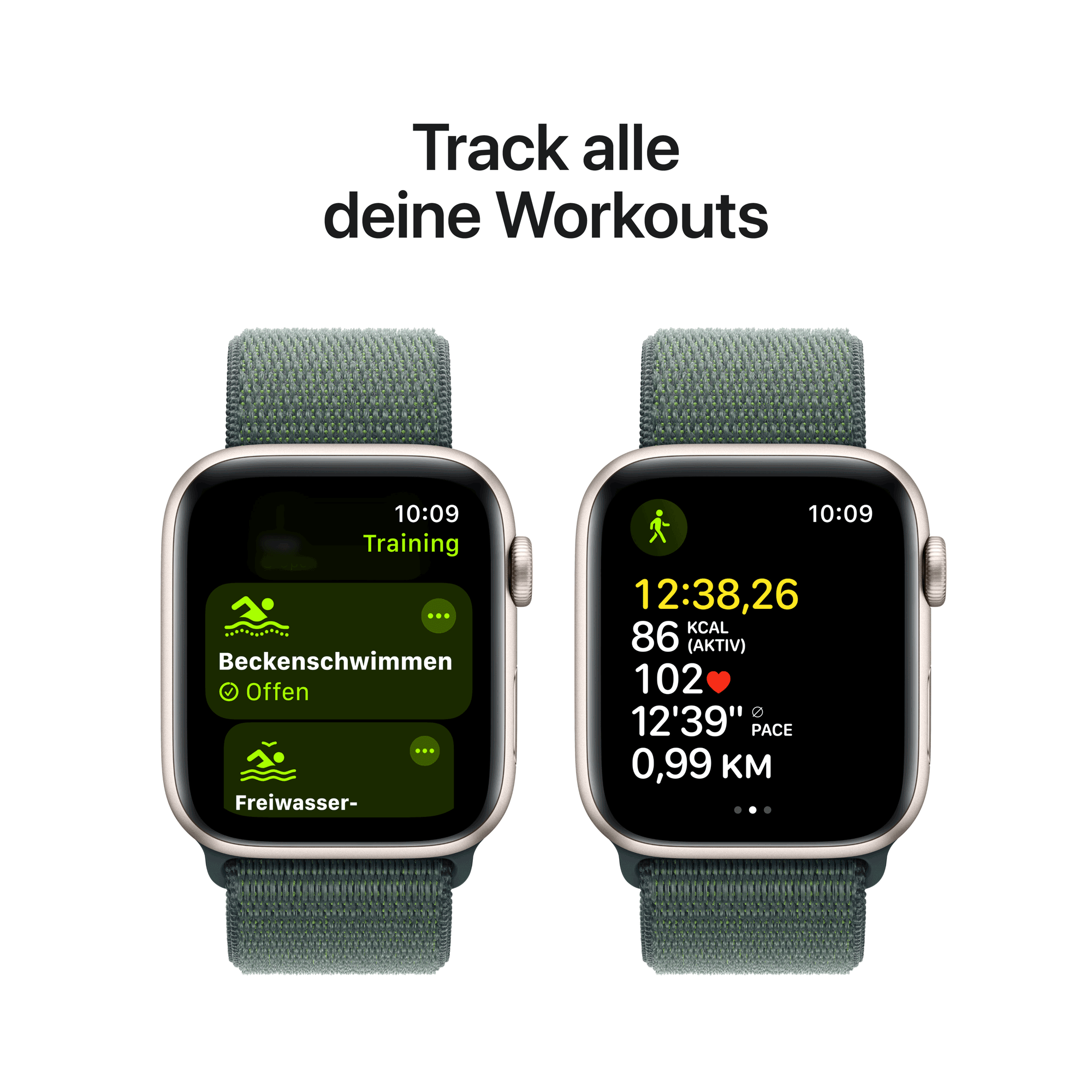 Купить Apple Watch SE GPS 44mm Starlight Aluminium Case mit Lake Green Sport Band (MXEW3QF/A) в магазине wardena.ru