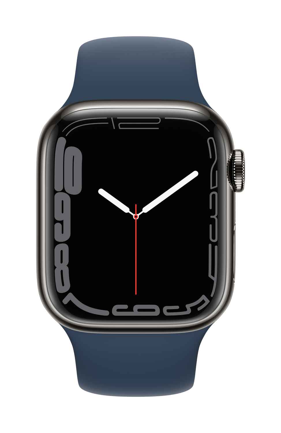 Купить Apple Watch Series 7 (GPS + Cellular) - 41 mm - Graphite Stainless Steel - intelligente Uhr mit Sportband - Flouroelastomer - Abyss Blue - Bandgröße: regelmäßig - 32GB - Wi-Fi, Bluetooth - 4G - 42,3 g (MKJ13FD/A) в магазине wardena.ru