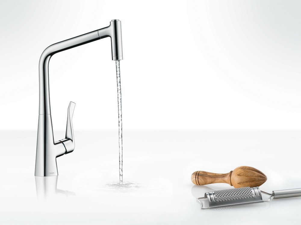 Купить Hansgrohe Metris M71 Кухонный смеситель однорычажный 320 с вытяжным душем 2jet сталь 14820800 в магазине wardena.ru