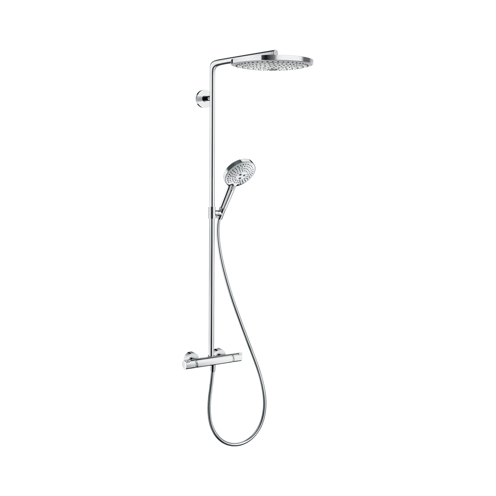 Купить Hansgrohe Raindance Select S Showerpipe 300 2jet Душевой набор с термостатом хром-белый матовый 27133400 в магазине wardena.ru
