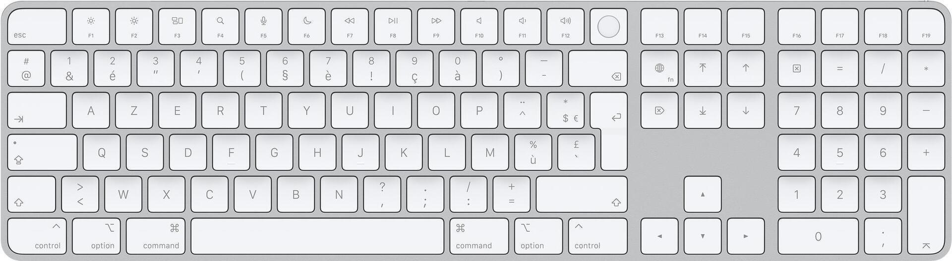 Купить Apple Magic Keyboard with Touch ID and Numeric Keypad - Tastatur - Bluetooth - AZERTY - Französisch - Silber - für iMac (Anfang 2021), Mac mini (Ende 2020), MacBook Air (Ende 2020), MacBook Pro (Ende 2020) (MK2C3F/A) в магазине wardena.ru