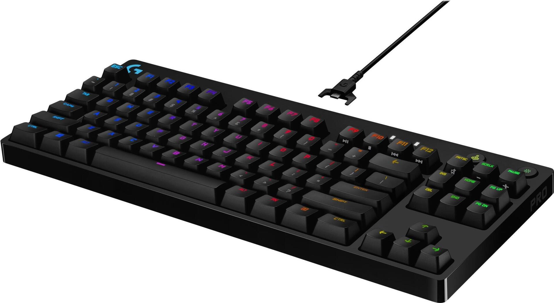 Купить Logitech G PRO - Tastatur - Hintergrundbeleuchtung - USB - QWERTY - Spanisch - Tastenschalter: GX Blue Clicky - Schwarz (920-010593) в магазине wardena.ru