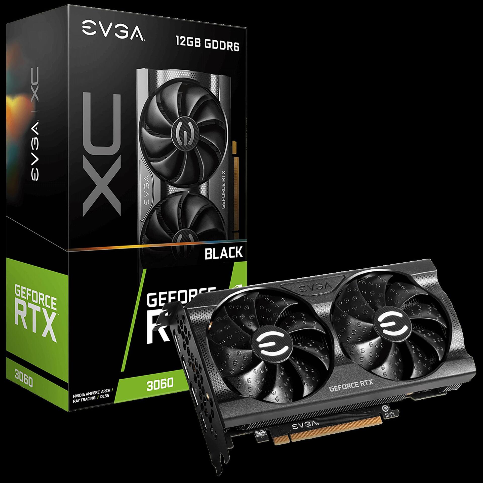 Купить EVGA GeForce RTX 3060 XC BLACK GAMING - Grafikkarten - GF RTX 3060 - 12 GB GDDR6 - PCIe 4.0 - HDMI, 3 x DisplayPort (12G-P5-3655-KR) в магазине wardena.ru