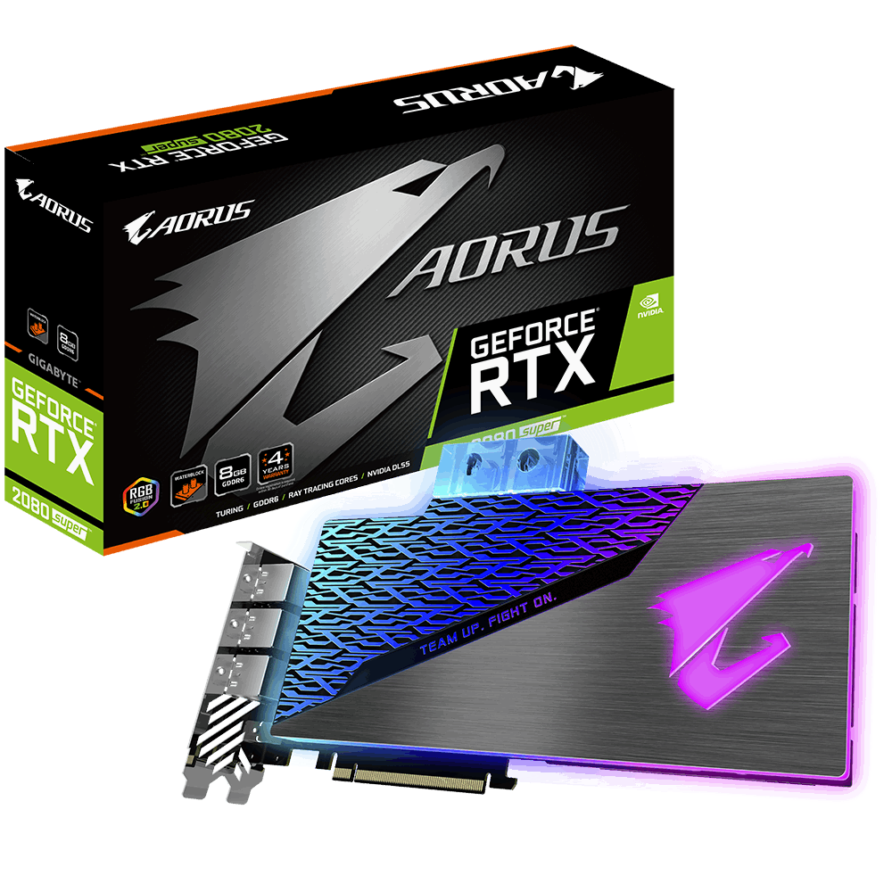 Купить Gigabyte AORUS GeForce RTX 2080 SUPER WATERFORCE WB 8G - Grafikkarten - GF RTX 2080 SUPER - 8 GB GDDR6 - PCIe 3.0 x16 - 3 x DisplayPort, 3 x HDMI, USB-C (GV-N208SAORUS WB-8GC) в магазине wardena.ru