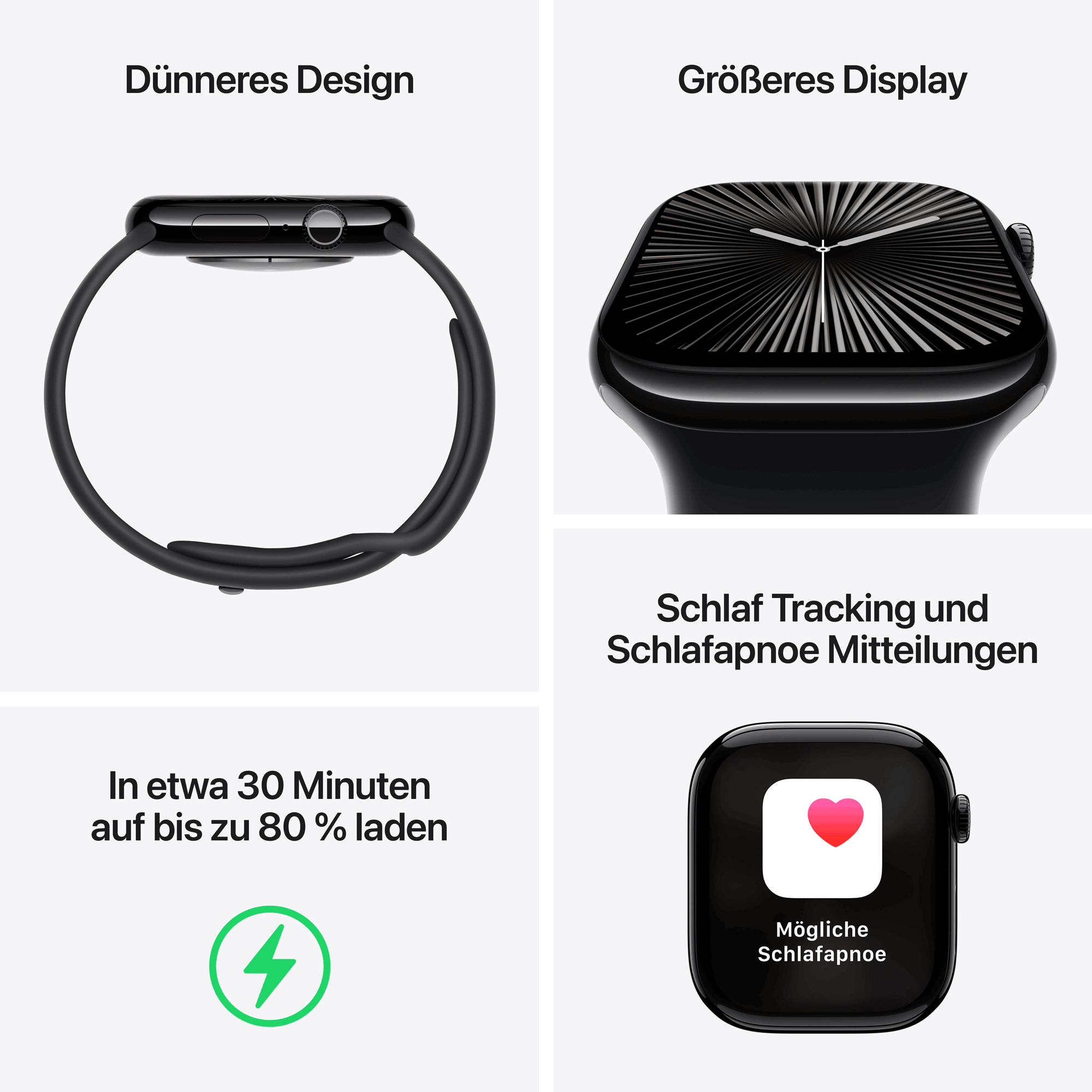 Купить Apple Watch Series 10 GPS + Cellular 46mm Jet Black Aluminium Case mit Black Sport Band - S/M (MWY33QF/A) в магазине wardena.ru