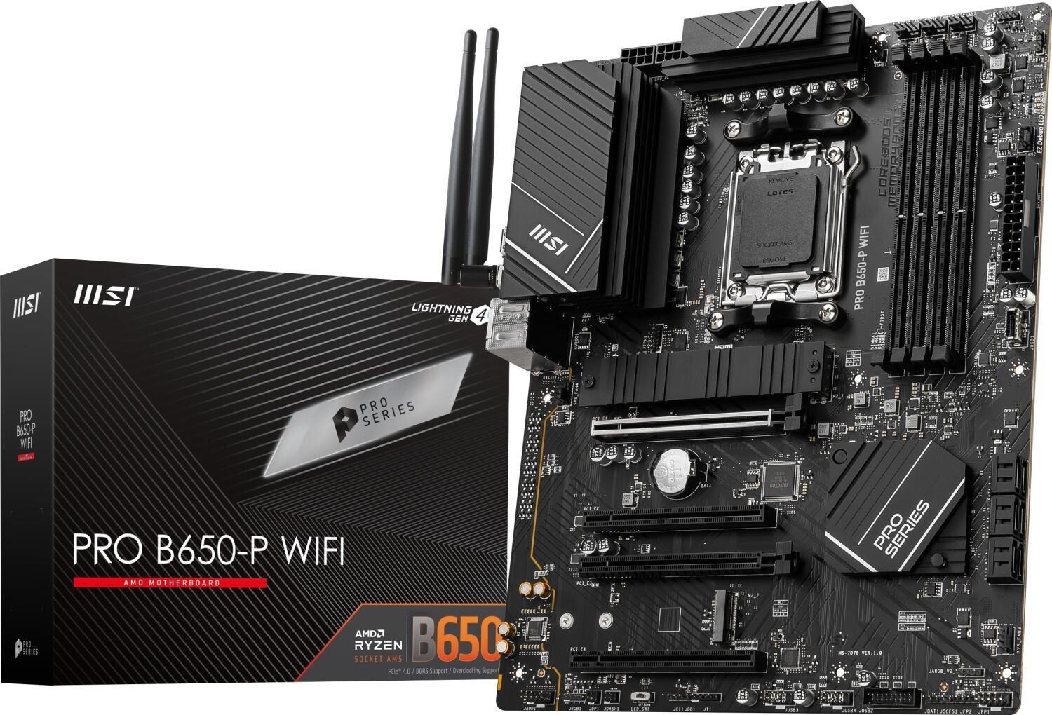 Купить MSI PRO B650-P WIFI - Motherboard - ATX - Socket AM5 - AMD B650 Chipsatz - USB 3,2 Gen 1, USB 3,2 Gen 2, USB-C 3,2 Gen2, USB-C 3,2 Gen 2x2 - 2,5 Gigabit LAN, Wi-Fi, Bluetooth - Onboard-Grafik (CPU erforderlich) - HD Audi (7D78-001R) в магазине wardena.ru