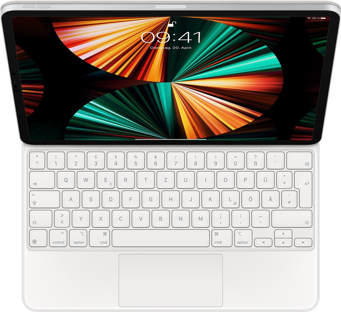 Купить Apple Magic Keyboard - Tastatur und Foliohülle - mit Trackpad - hinterleuchtet - Apple Smart connector - QWERTZ - Deutsch - weiß - für 12.9"  iPad Pro (3. Generation, 4. Generation, 5. Generation) (MJQL3D/A) в магазине wardena.ru