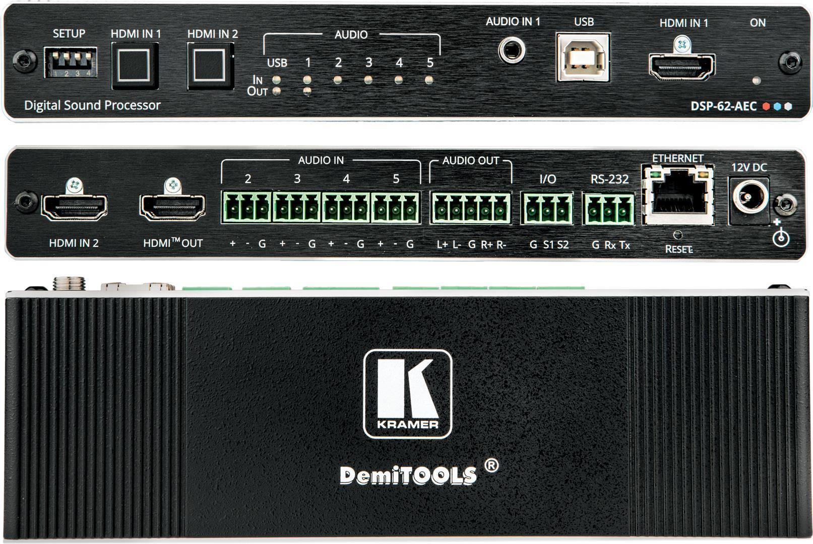 Купить Kramer XSPerience DSP-62-AEC - 6 x 2 Matrix Switcher / Audio Disembedder (13-80555090) в магазине wardena.ru