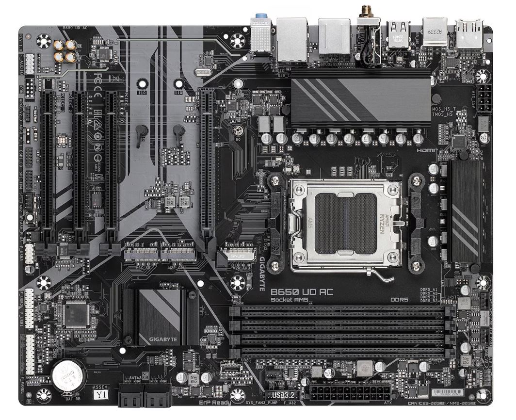 Купить Gigabyte B650 UD AC - AMD - Sockel AM5 - AMD Ryzen™ 5 - AMD Ryzen 7 7th Gen - AMD Ryzen 9 7th Gen - Sockel AM5 - 192 GB - DDR5-SDRAM (B650 UD AC) в магазине wardena.ru