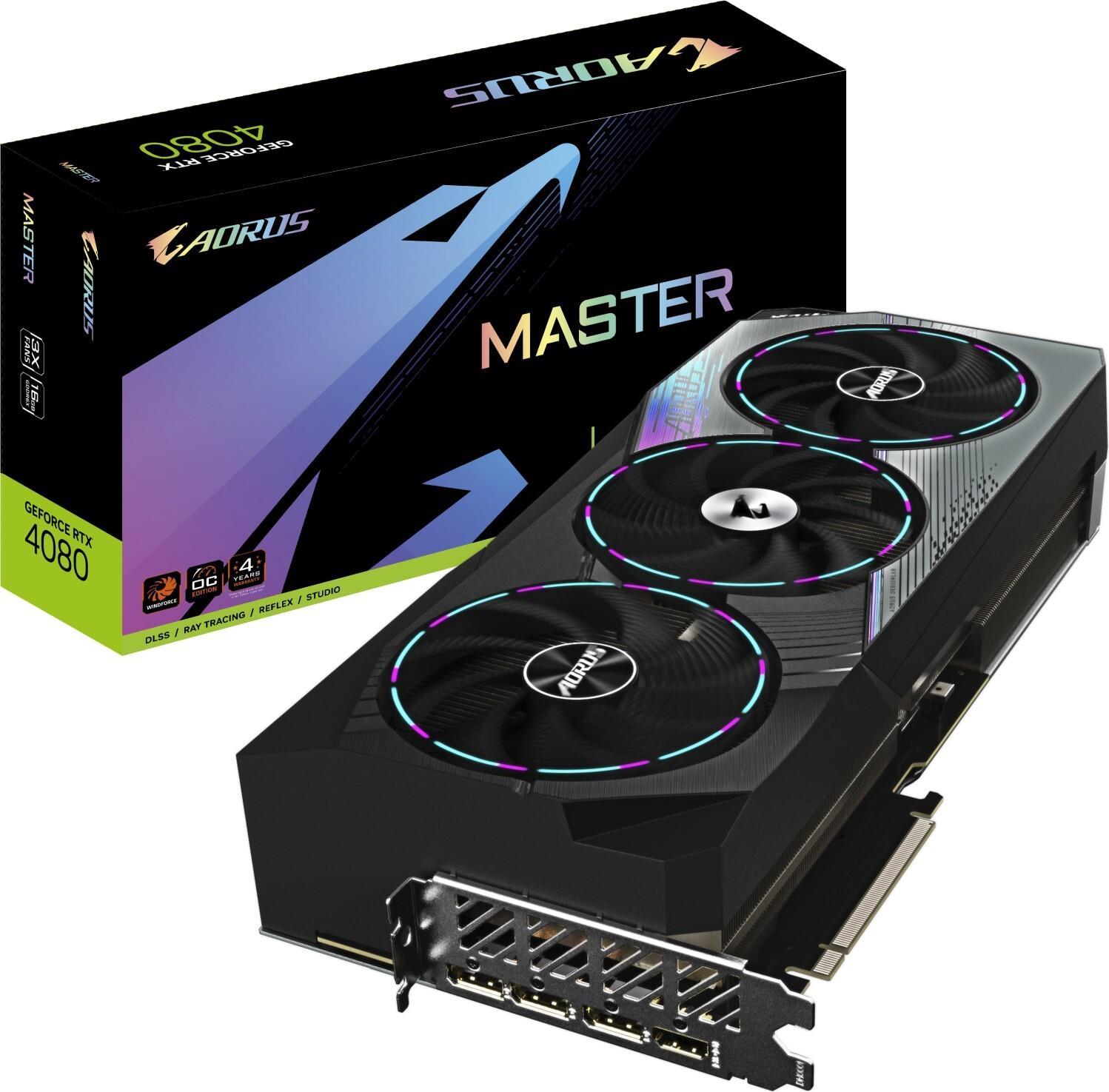 Купить GIGABYTE AORUS GeForce RTX 4080 16GB MASTER - Grafikkarten - GeForce RTX 4080 - 16GB GDDR6X - PCIe 4,0 - HDMI, 3 x DisplayPort (GV-N4080AORUS M-16GD) в магазине wardena.ru