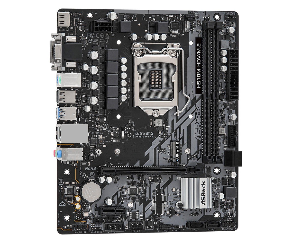 Купить ASRock H510M-HDV/M.2 - Motherboard - micro ATX - LGA1200-Sockel - H510 - USB 3.2 Gen 1 - Gigabit LAN - Onboard-Grafik (CPU erforderlich) - HD Audio (8-Kanal) (90-MXBFT0-A0UAYZ) в магазине wardena.ru