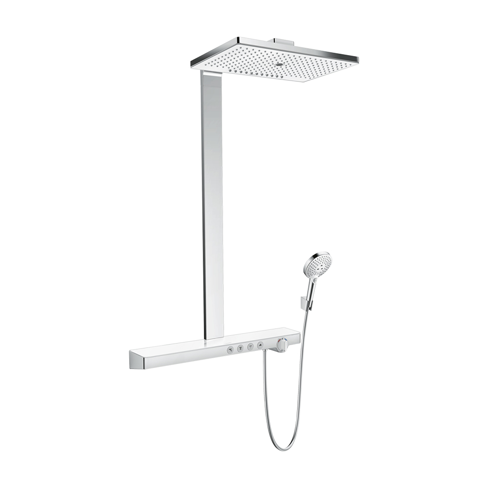 Купить Hansgrohe Rainmaker Select 460 Душевая система 3jet Showerpipe EcoSmart 9 л/мин хром-белый матовый 27029400 в магазине wardena.ru