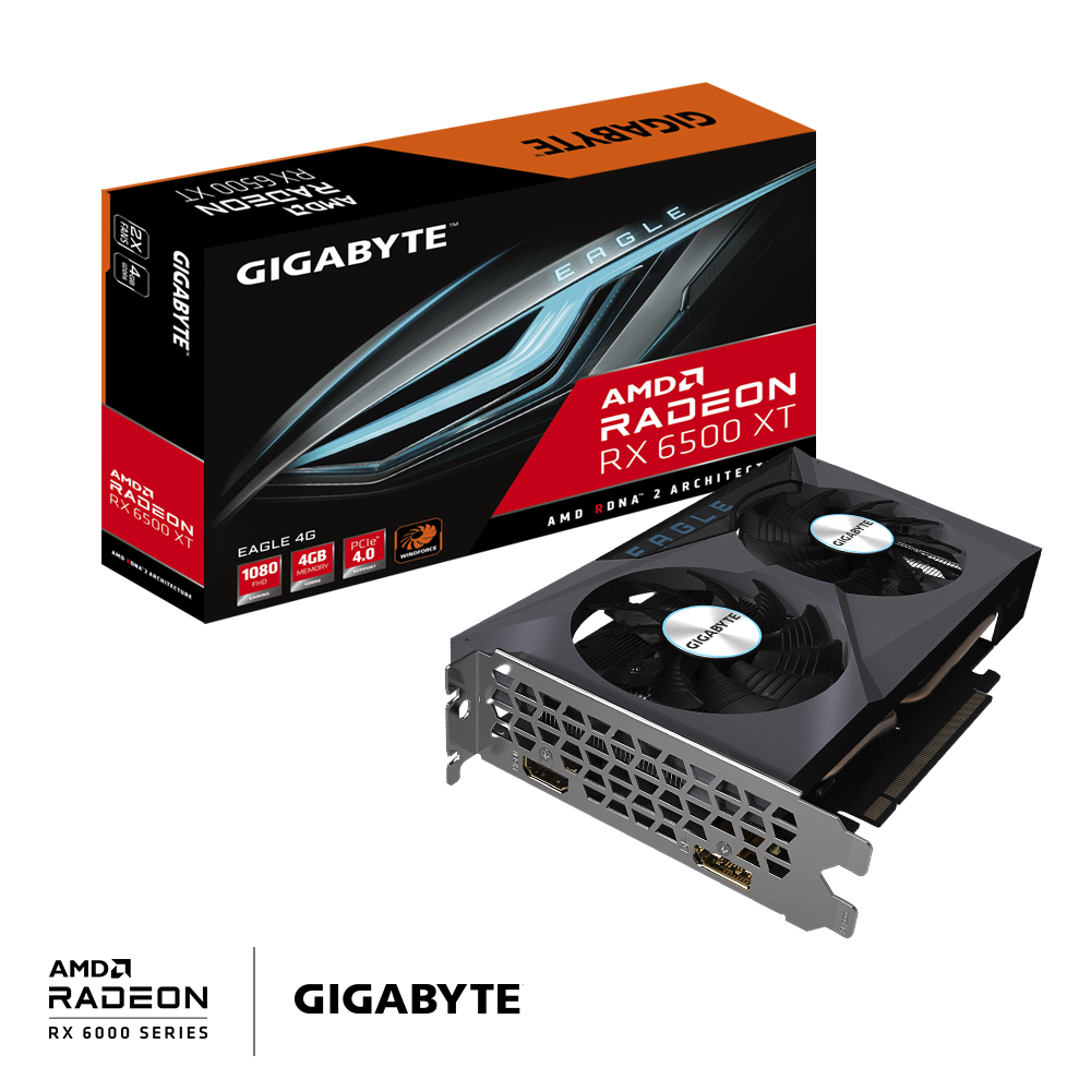 Купить Gigabyte Radeon RX 6500 XT EAGLE 4G - Grafikkarten - Radeon RX 6500 XT - 4GB GDDR6 - PCIe 4,0 - HDMI, DisplayPort (GV-R65XTEAGLE-4GD) в магазине wardena.ru