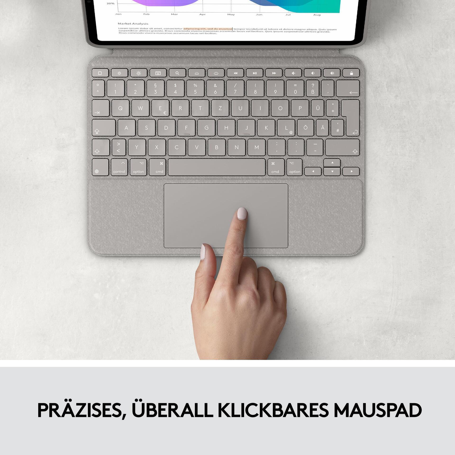 Купить Logitech Combo Touch - Tastatur und Foliohülle - mit Trackpad - hintergrundbeleuchtet - Apple Smart connector - QWERTY - GB - Sand - für Apple 27,90cm (11")  iPad Pro (1. Generation, 2. Generation, 3. Generation) (920-01 (920-010172) в магазине wardena.ru