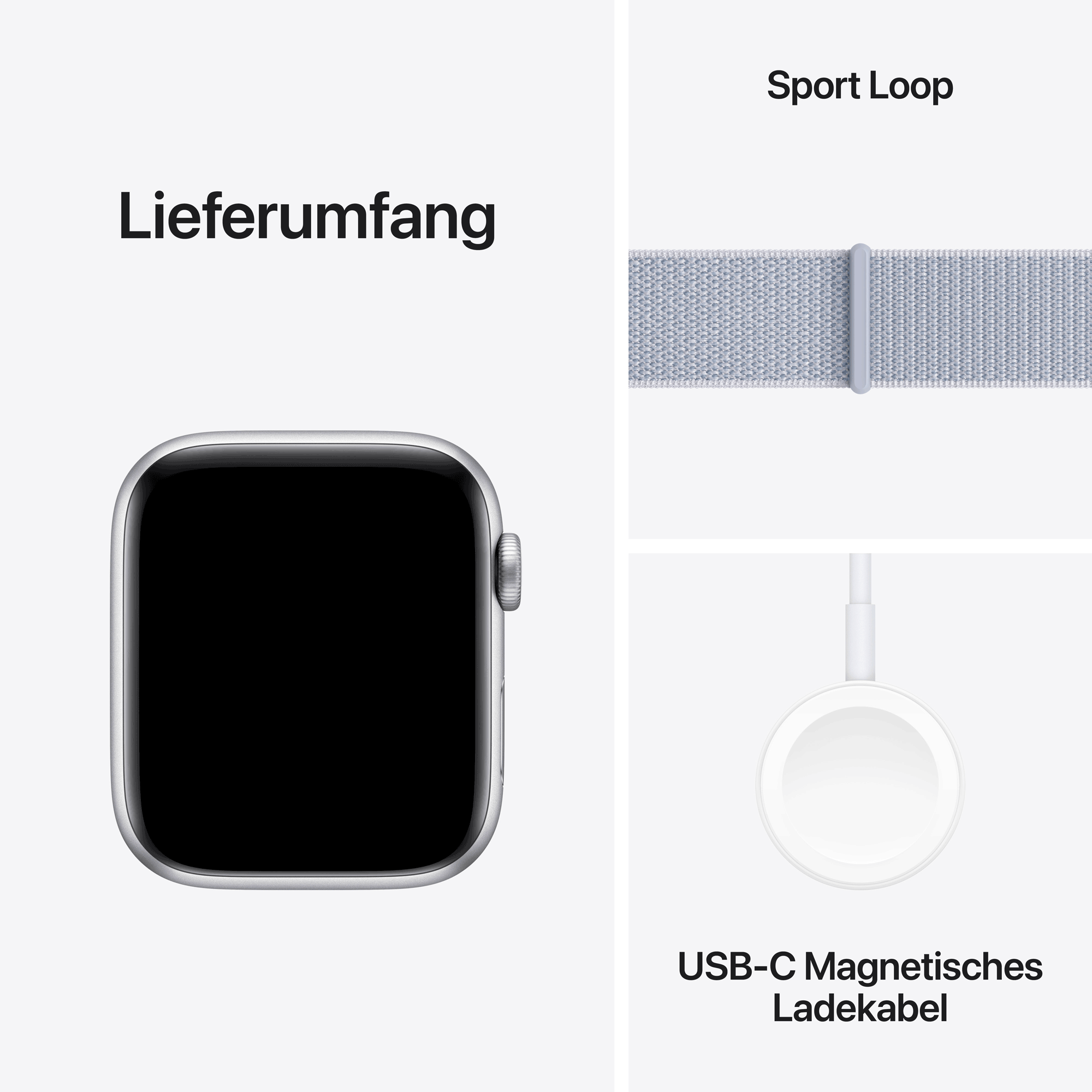 Купить Apple Watch SE GPS 44mm Silver Aluminium Case mit Blue Cloud Sport Band (MXET3QF/A) в магазине wardena.ru