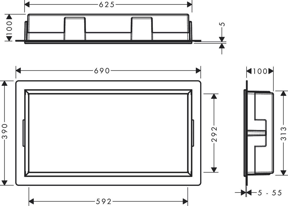 Купить Hansgrohe XtraStoris Original Встраиваемая в нишу полка 300/600/100 черный матовый 56064670 в магазине wardena.ru