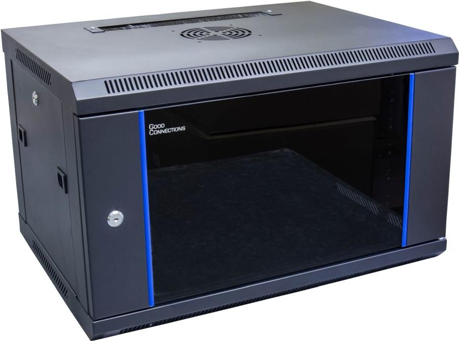 Купить 19" Wandgehäuse, 6HE, tiefschwarz (RAL9005) 600 x 450mm, fertig montiert, Good Connections® (GC-R0006) в магазине wardena.ru