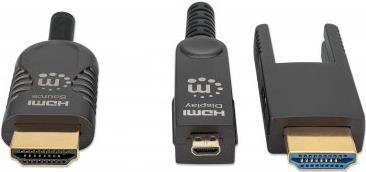 Купить MANHATTAN Aktives optisches High Speed HDMI-Glasfaserkabel mit abnehmbarem Stecker 4K@60Hz UHD, HDMI-Stecker auf Micro-HDMI-Stecker (Typ D) und abnehmbarer HDMI-Stecker (Typ A), 30 m, HEC, ARC, vergoldete Kontakte, schwa (355520) в магазине wardena.ru
