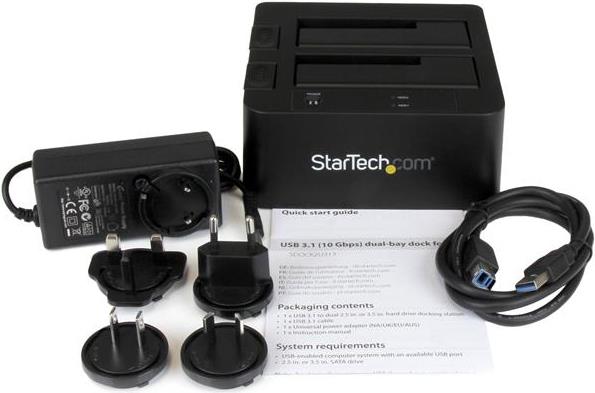 Купить StarTech.com USB 3,1 Gen 2 (10Gbps) Dual-Bay Dock for 2.5"/3.5" SATA Drives - Speicher-Controller mit Datenanzeige, Netzanzeige - 6,4 cm, 8,9 cm (2.5", 3.5") - USB 3,1 (Gen 2) - Schwarz (SDOCK2U313) в магазине wardena.ru