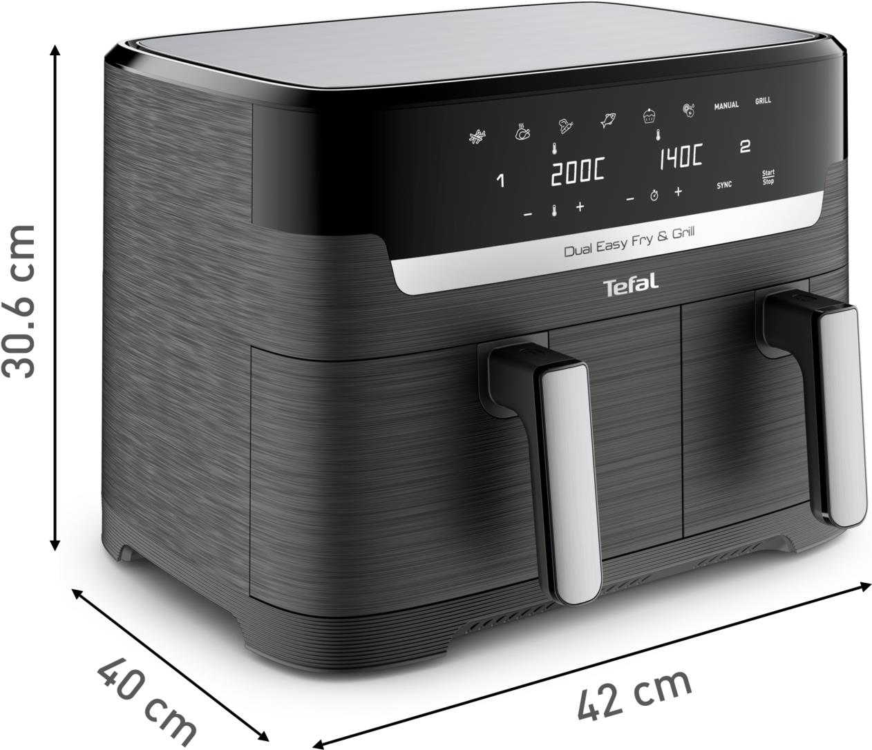 Купить Tefal Dual Easy Fry & Grill EY905B Doppel 8,3 l Eigenständig 2700 W Heißluftfritteuse Grau (EY905B) в магазине wardena.ru