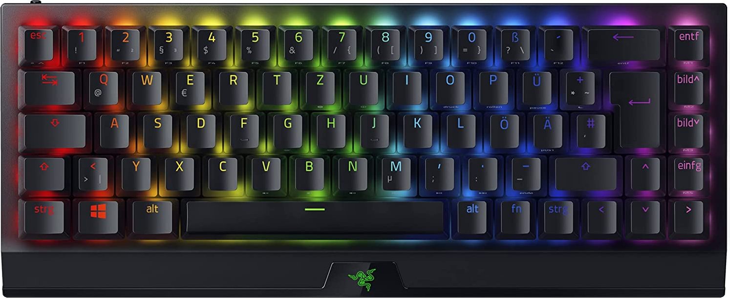 Купить Razer BlackWidow V3 Mini HyperSpeed - Tastatur - Hintergrundbeleuchtung - Bluetooth, 2,4 GHz, USB-C - QWERTZ - Deutsch - Tastenschalter: Razer Yellow - Schwarz (RZ03-03890400-R3G1) в магазине wardena.ru