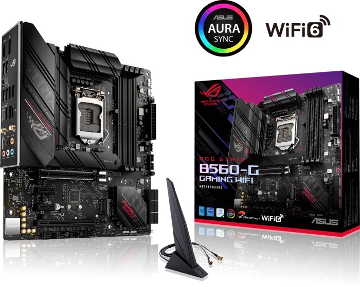 Купить ASUS ROG STRIX B560-G GAMING WIFI - Motherboard - micro ATX - LGA1200-Sockel - B560 - USB-C Gen2, USB 3.2 Gen 1, USB 3.2 Gen 2, USB-C Gen 2x2 - 2.5 Gigabit LAN, Wi-Fi - Onboard-Grafik (CPU erforderlich) - HD Audio (8-Kan (90MB1750-M0EAY0) в магазине wardena.ru