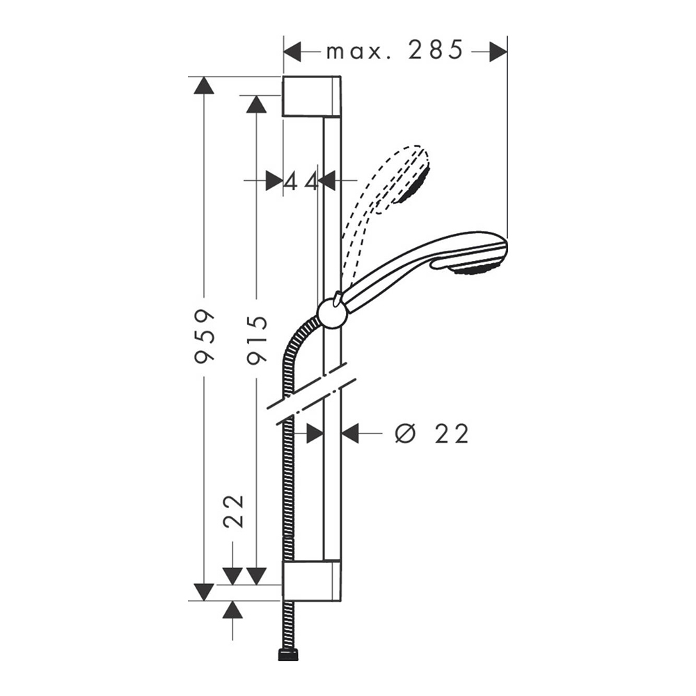 Купить Hansgrohe Crometta 85 3jet/Multi/Unica'C 90 см душевой гарнитур хром 27766000 в магазине wardena.ru