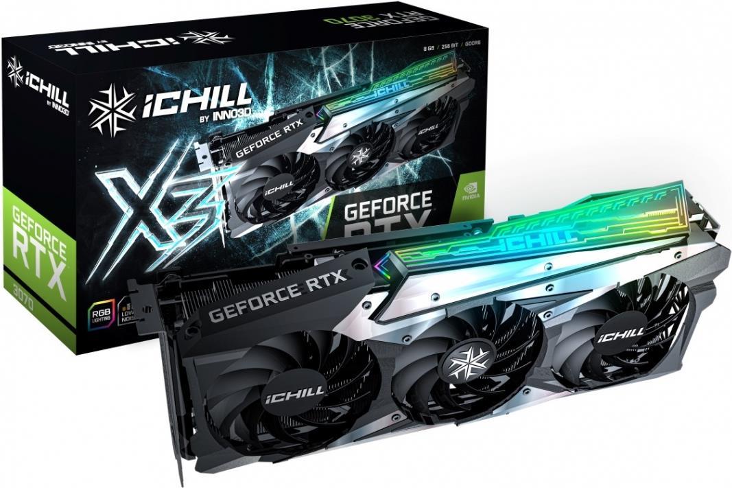 Купить Inno3D GeForce RTX 3070 iChill X3 LHR - Grafikkarten - GF RTX 3070 - 8 GB GDDR6 - PCIe 4.0 x16 - HDMI, 3 x DisplayPort (C30703-08D6X-1710VA38H) в магазине wardena.ru