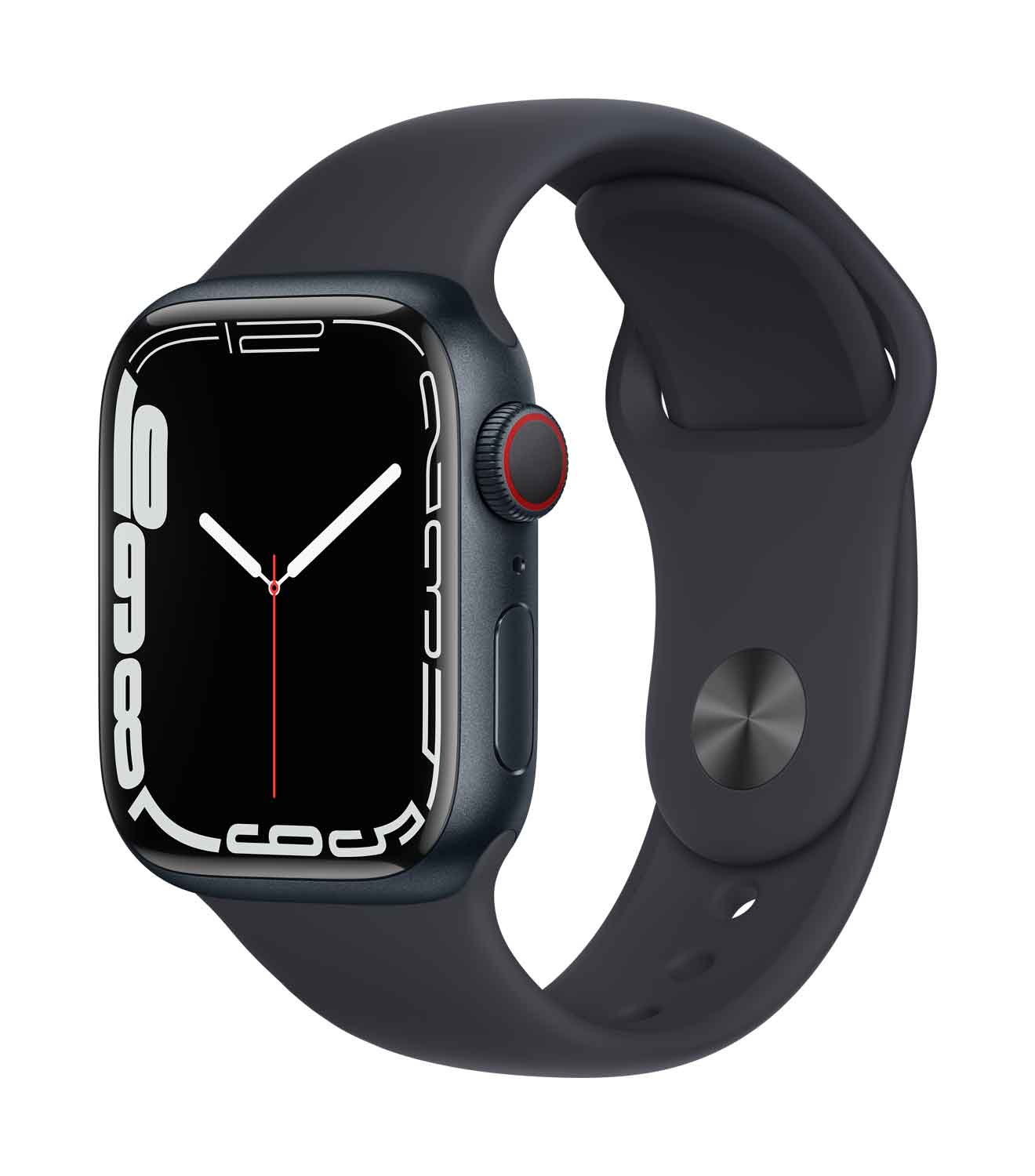 Купить Apple Watch Series 7 (GPS + Cellular) - 41 mm - midnight aluminum - intelligente Uhr mit Sportband - Flouroelastomer - Midnight - Bandgröße: regelmäßig - 32GB - Wi-Fi, Bluetooth - 4G - 32 g (MKHQ3FD/A) в магазине wardena.ru