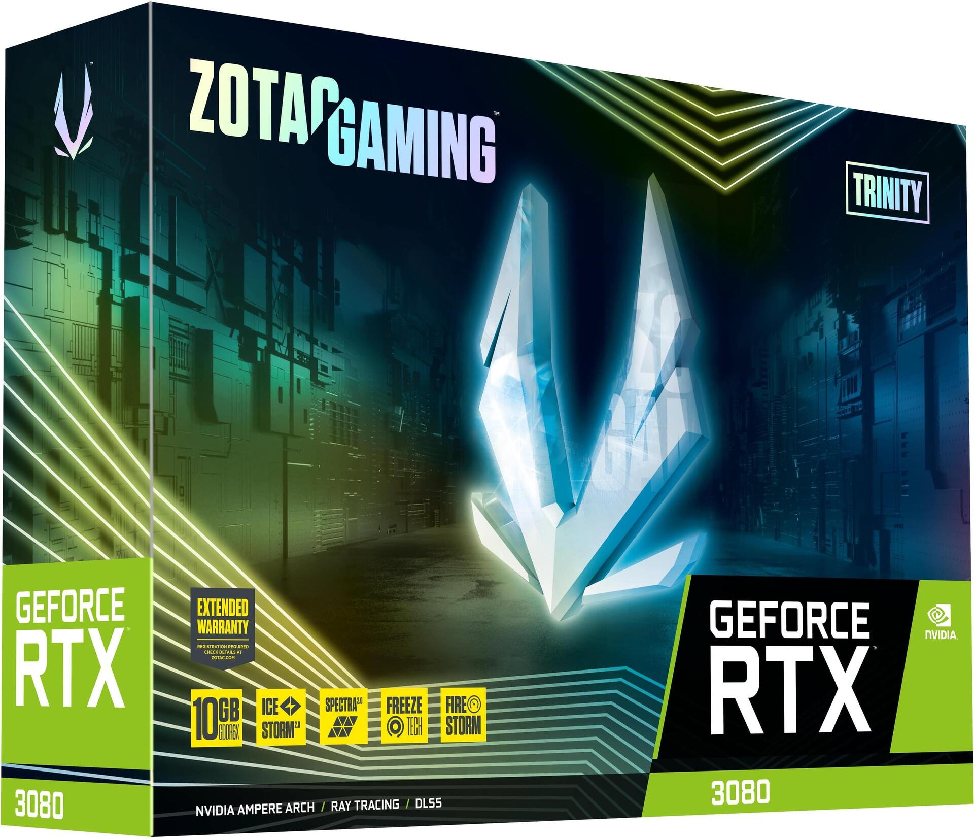 Купить ZOTAC GAMING GeForce RTX 3080 Trinity LHR - Grafikkarten - GF RTX 3080 - 10 GB GDDR6X - PCIe 4.0 x16 - HDMI, 3 x DisplayPort (ZT-A30800D-10PLHR) в магазине wardena.ru