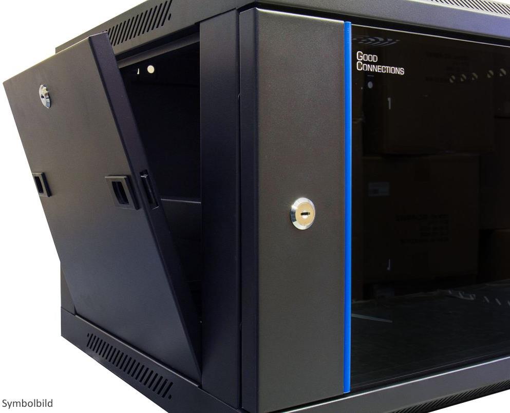 Купить 19" Wandgehäuse, 6HE, tiefschwarz (RAL9005) 600 x 450mm, fertig montiert, Good Connections® (GC-R0006) в магазине wardena.ru