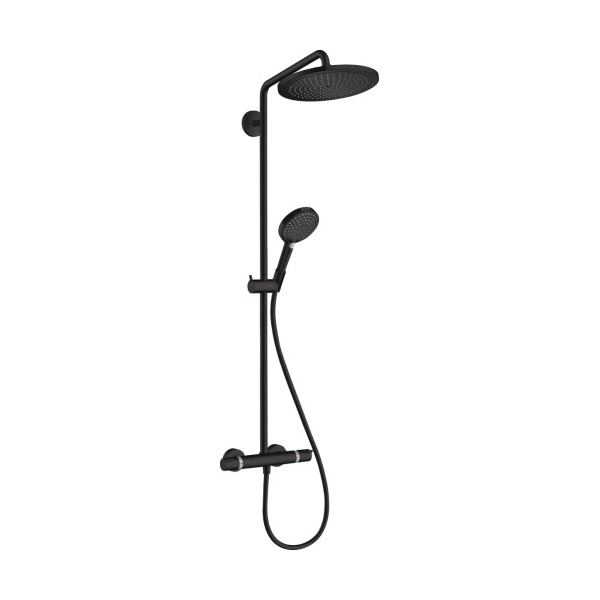 Купить Hansgrohe Croma Select S Showerpipe 280 1jet Душевой набор с термостатом хром-черный матовый 26891340 в магазине wardena.ru