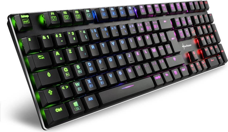 Купить Sharkoon PureWriter RGB - Tastatur - Hintergrundbeleuchtung - USB - Französisch - Tastenschalter: Kailh Blue - Schwarz (4044951027903) в магазине wardena.ru