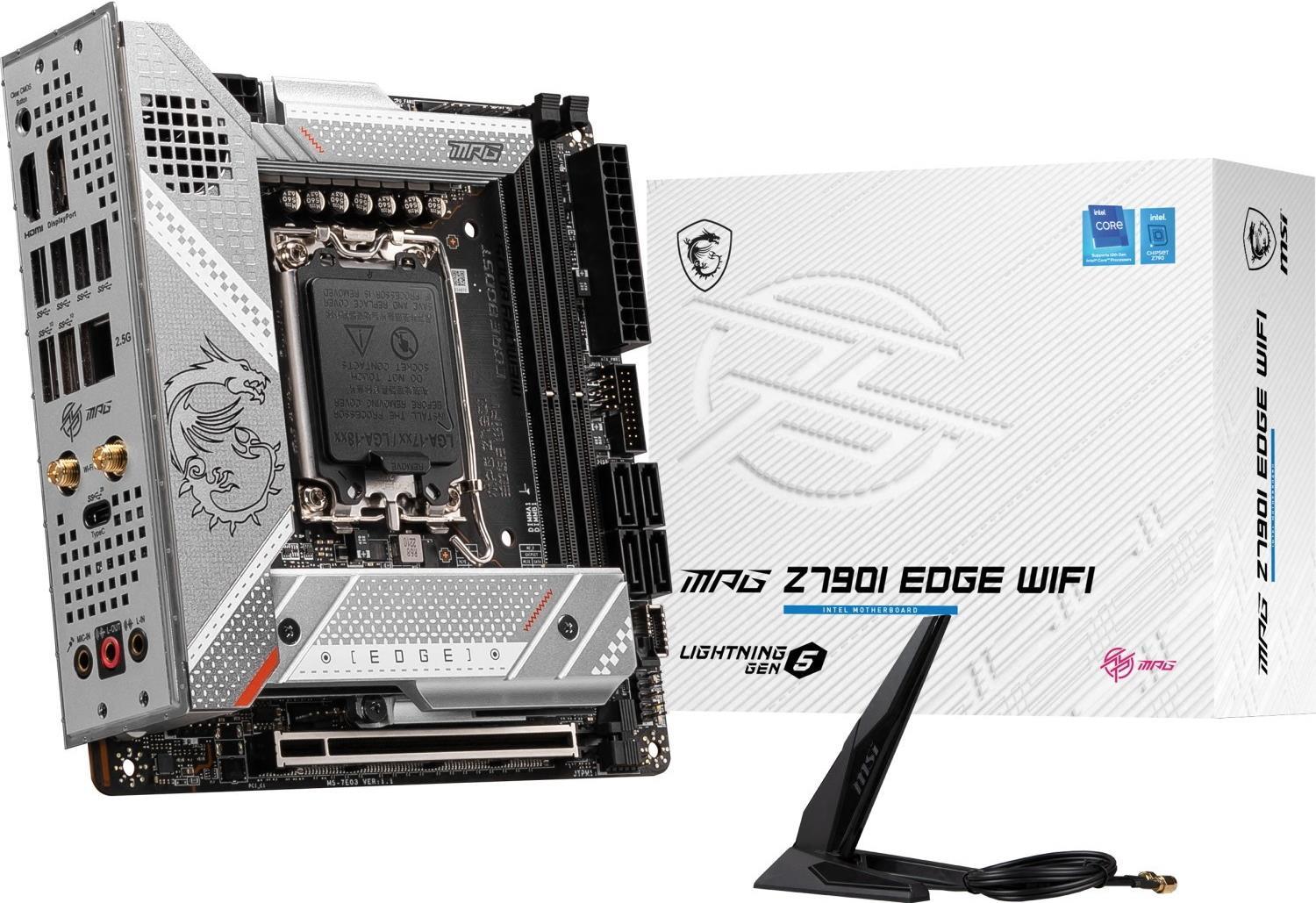 Купить MSI MPG Z790I Edge WiFi - Motherboard - Mini-ITX - LGA1700-Sockel - Z790 Chipsatz - USB 3,2 Gen 1, USB 3,2 Gen 2, USB-C Gen 2x2 - 2,5 Gigabit LAN, Wi-Fi, Bluetooth - Onboard-Grafik (CPU erforderlich) - HD Audio (8-Kanal) (7E03-001R) в магазине wardena.ru
