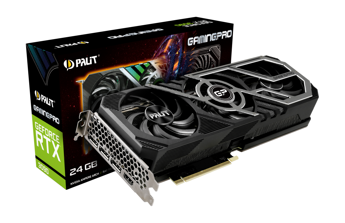 Купить Palit GeForce RTX 3090 GamingPro - Grafikkarten - GF RTX 3090 - 24GB GDDR6X - PCIe 4,0 - HDMI, 3 x DisplayPort (NED3090019SB-132BA) в магазине wardena.ru