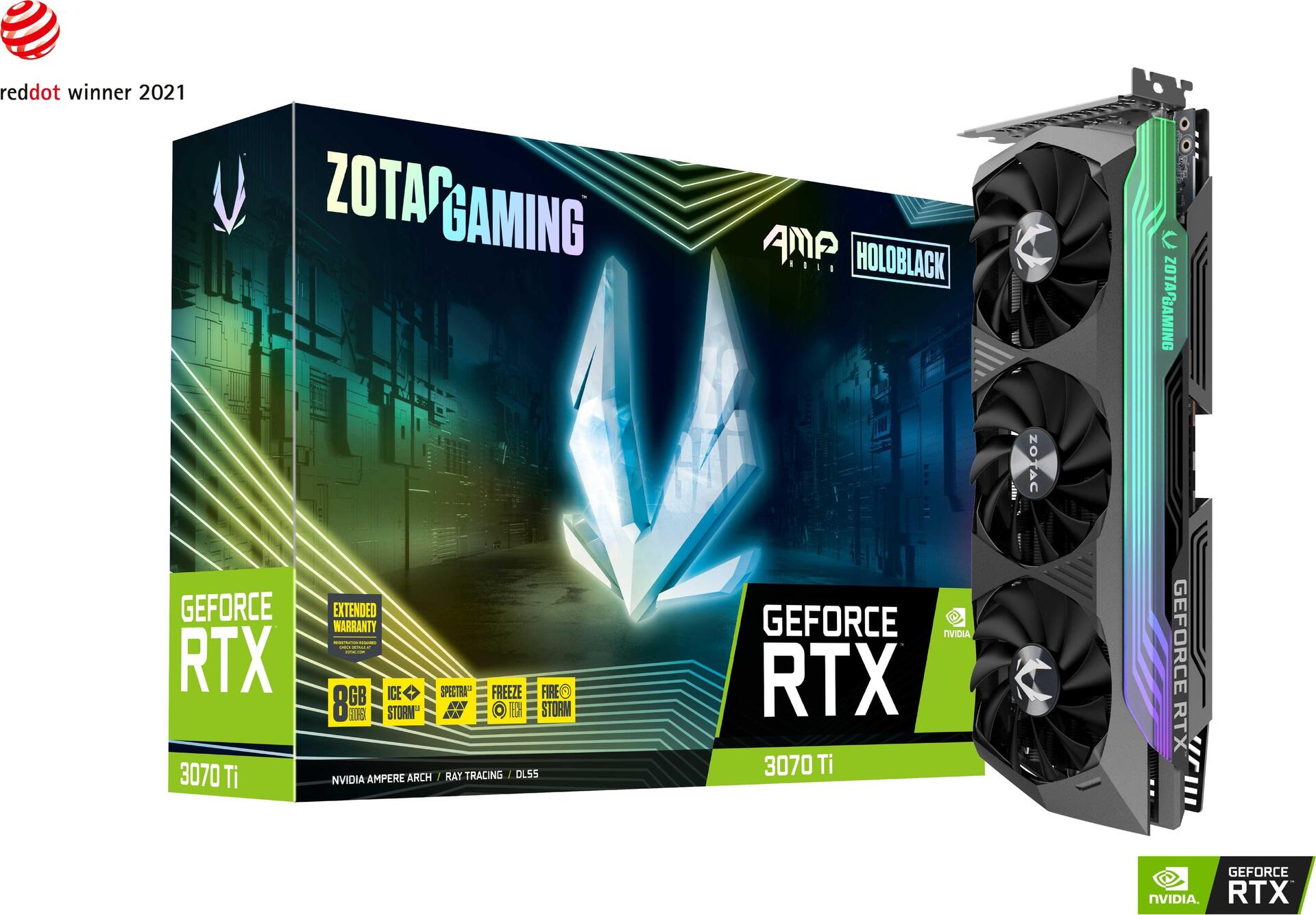 Купить Zotac GAMING GeForce RTX 3070 Ti AMP Holo - GeForce RTX 3070 Ti - 8 GB - GDDR6X - 256 Bit - 7680 x 4320 Pixel - PCI Express x16 4.0 (ZT-A30710F-10P) в магазине wardena.ru