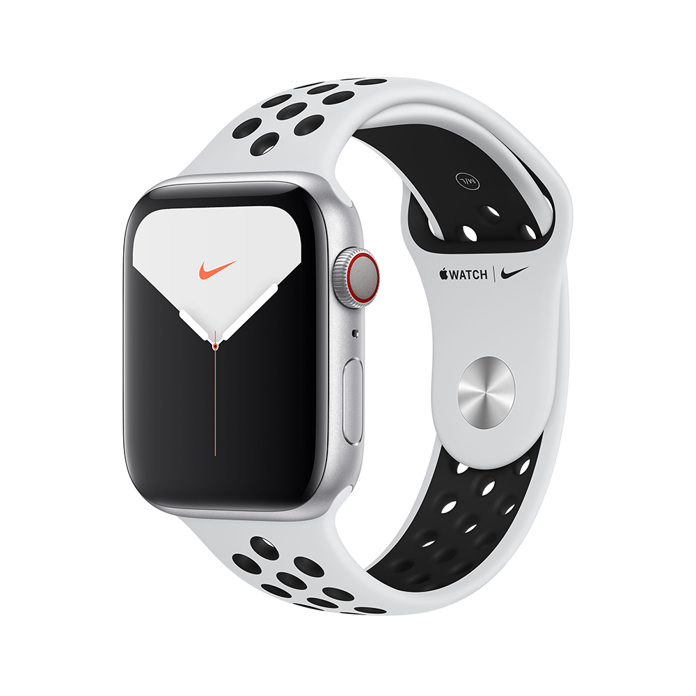 Купить Apple Watch Nike Series 5 (GPS + Cellular) - 40 mm - Aluminium, Silber - intelligente Uhr mit Nike Sportband - Flouroelastomer - pures Platin/schwarz - Bandgröße 130-200 mm - S/M/L - 32 GB - Wi-Fi, Bluetooth - 4G - 30.8 (MX3C2FD/A) в магазине wardena.ru