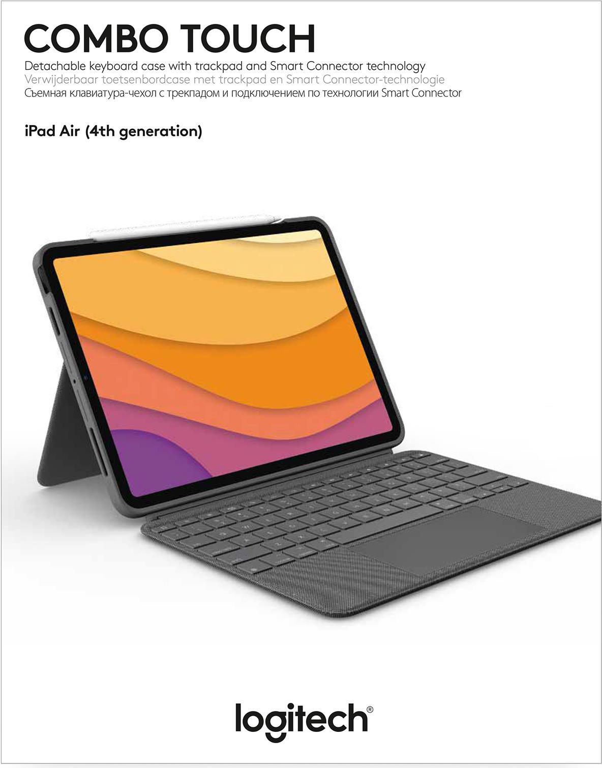 Купить Logitech Combo Touch - Tastatur und Foliohülle - mit Trackpad - hintergrundbeleuchtet - Apple Smart connector - QWERTY - GB - Oxford Gray - für Apple 10.9"  iPad Air (4. Generation) (920-010303) в магазине wardena.ru