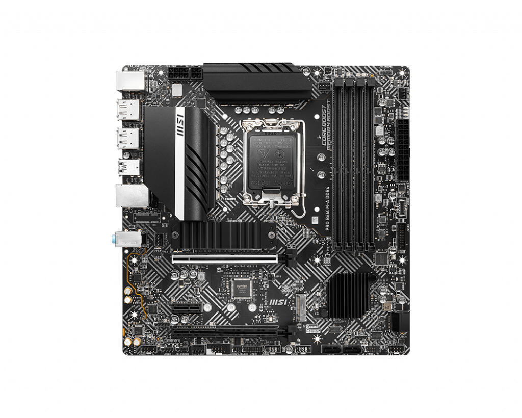 Купить MSI PRO B660M-A DDR4 - Motherboard - micro ATX - LGA1700-Sockel - B660 Chipsatz - USB-C Gen1, USB 3,2 Gen 1, USB 3,2 Gen 2 - 2,5 Gigabit LAN - Onboard-Grafik (CPU erforderlich) - HD Audio (8-Kanal) (7D43-001R) в магазине wardena.ru