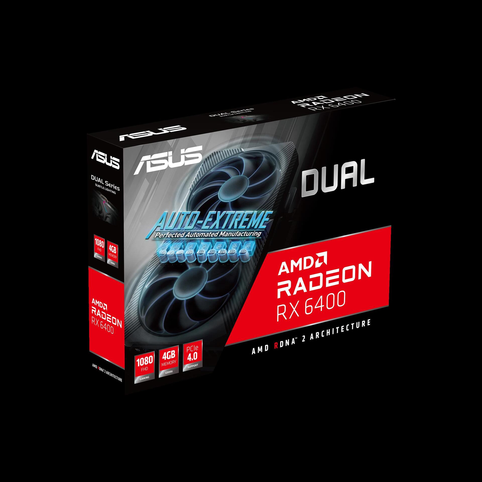 Купить ASUS Dual Radeon RX 6400 - Grafikkarten - Radeon RX 6400 - 4GB GDDR6 - PCIe 4,0 - HDMI, DisplayPort (90YV0H90-M0NA00) в магазине wardena.ru
