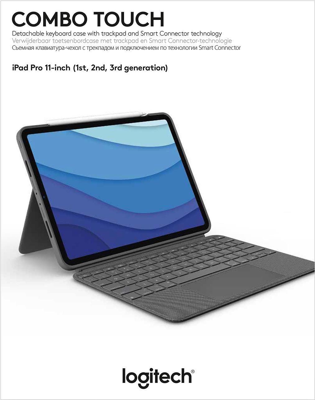 Купить Logitech Combo Touch - Tastatur und Foliohülle - mit Trackpad - hintergrundbeleuchtet - Apple Smart connector - QWERTZ - Schweiz - Oxford Gray - für Apple 27,90cm (11")  iPad Pro (1. Generation, 2. Generation, 3. Generat (920-010143) в магазине wardena.ru