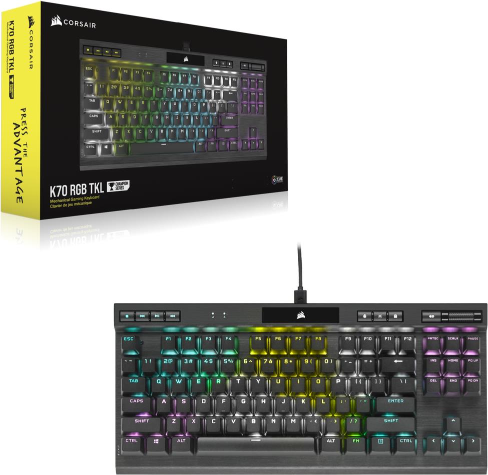Купить Corsair K70 RGB TKL Tastatur USB QWERTY US Englisch Schwarz (CH-9119014-NA) в магазине wardena.ru