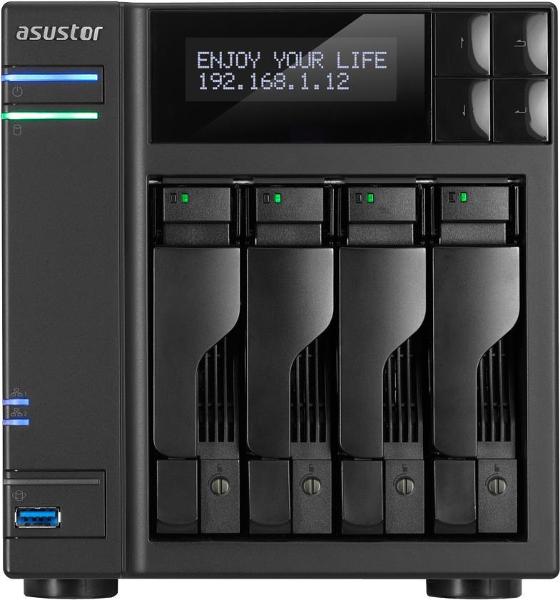 Купить ASUSTOR AS7004T - NAS-Server - 4 Schächte - SATA 6Gb/s / eSATA - RAID 0, 1, 5, 6, 10, JBOD - RAM 8 GB - Gigabit Ethernet - iSCSI (90IX00E1-BW3S20) в магазине wardena.ru