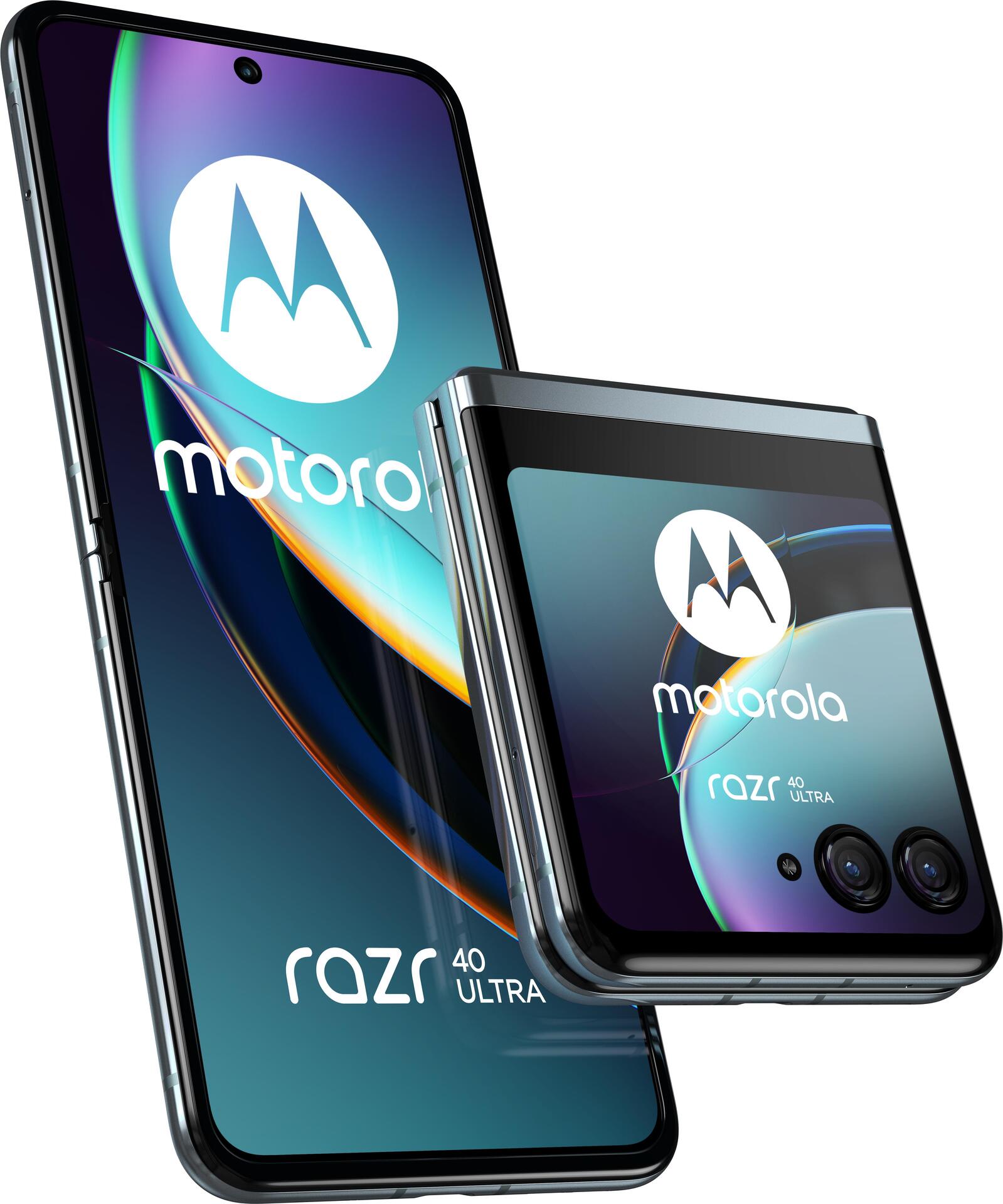 Купить Motorola RAZR 40 Ultra - 5G Smartphone - Dual-SIM - RAM 8 GB / Interner Speicher 256 GB - pOLED-Display - 6.9" - 2640 x 1080 Pixel (165 Hz) - 2 x Rückkamera 12 MP, 13 MP - front camera 32 MP - Glacier Blue (PAX40013SE) в магазине wardena.ru