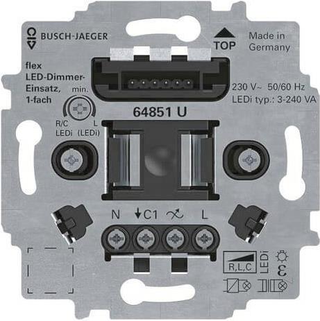 Купить Busch-Jaeger LED-Tastdimmer-Einsatz flex 64851 U (2CKA006500A0012) в магазине wardena.ru