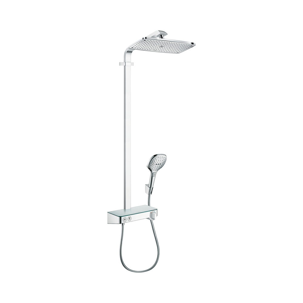 Купить Hansgrohe Raindance E Showerpipe 360 1jet Душевая система с термостатом ShowerTablet Select 300 хром-белый матовый 27288400 в магазине wardena.ru